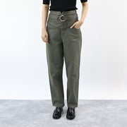 PINKO ボトムス ロングパンツ カーキ ベルト付き アンクルパンツ 1J10V8-Y882