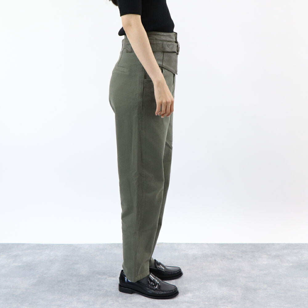 PINKO ボトムス ロングパンツ カーキ ベルト付き アンクルパンツ 1J10V8-Y882
