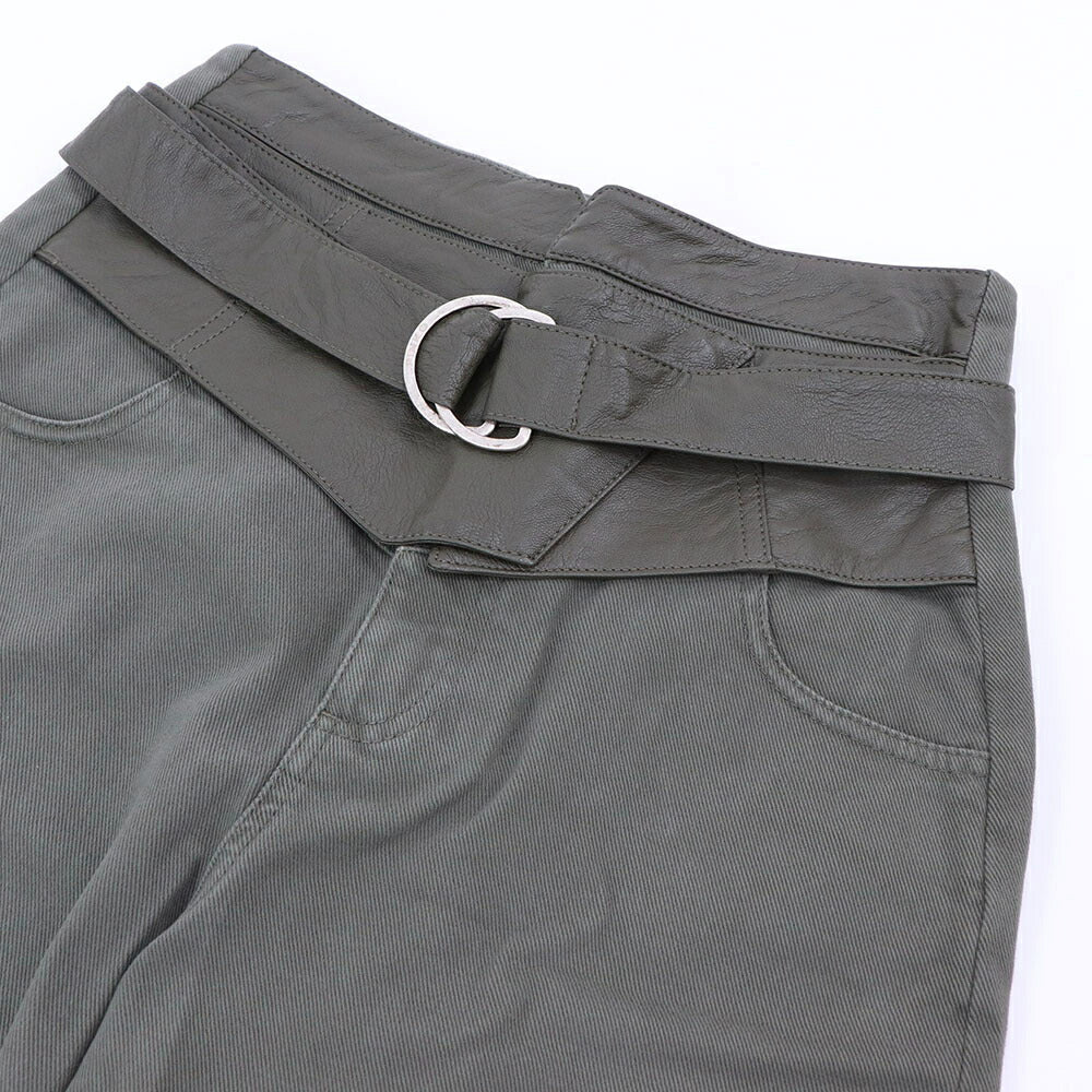 PINKO ボトムス ロングパンツ カーキ ベルト付き アンクルパンツ 1J10V8-Y882