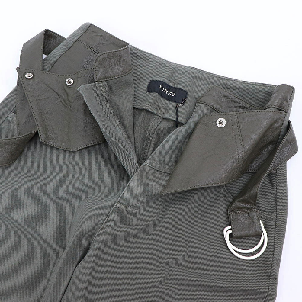 PINKO ボトムス ロングパンツ カーキ ベルト付き アンクルパンツ 1J10V8-Y882