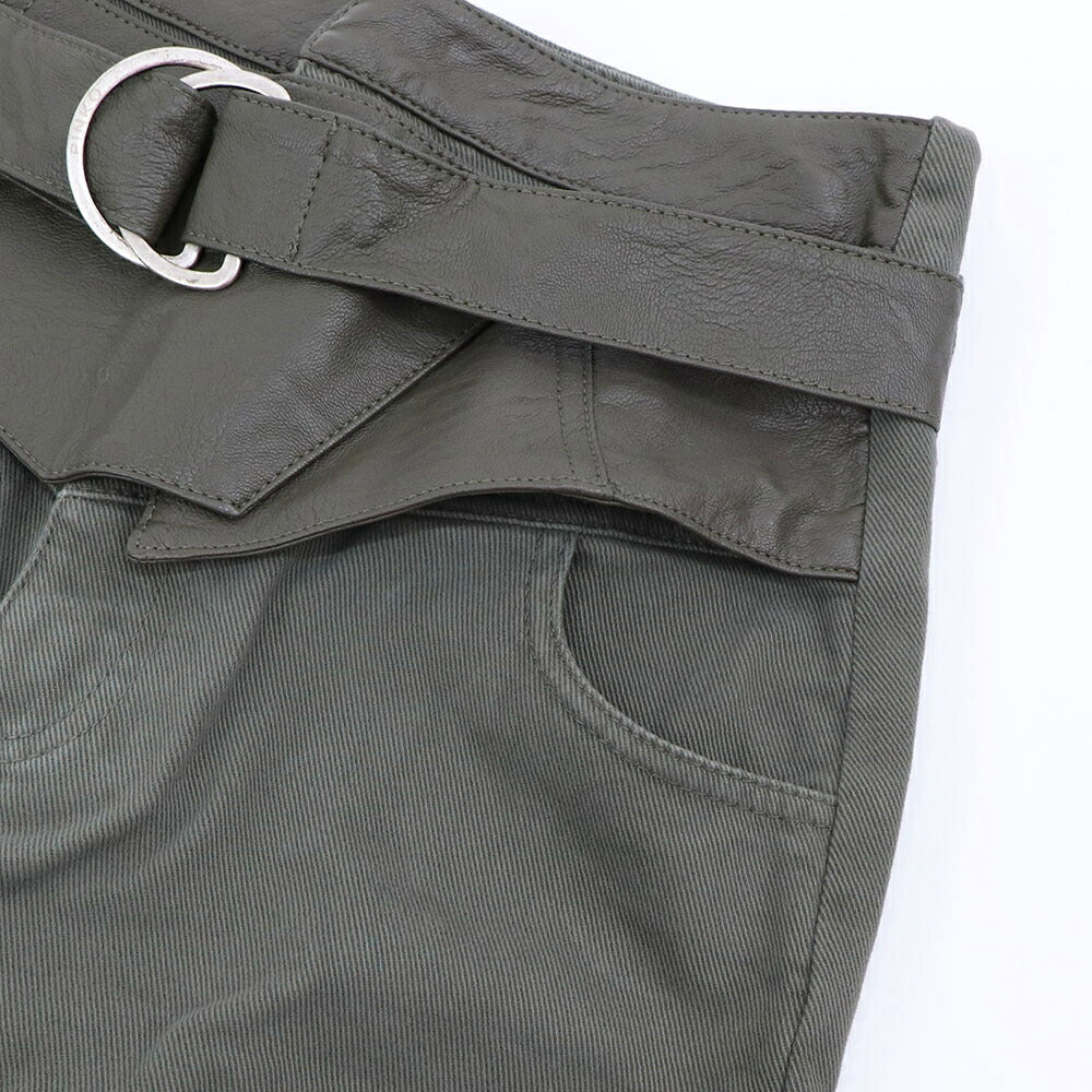 PINKO ボトムス ロングパンツ カーキ ベルト付き アンクルパンツ 1J10V8-Y882