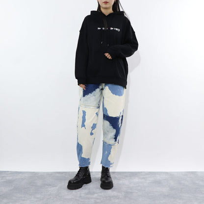 PINKO デニムパンツ ブルー×ホワイト ストレート スパンコール 1J10V9-Y653