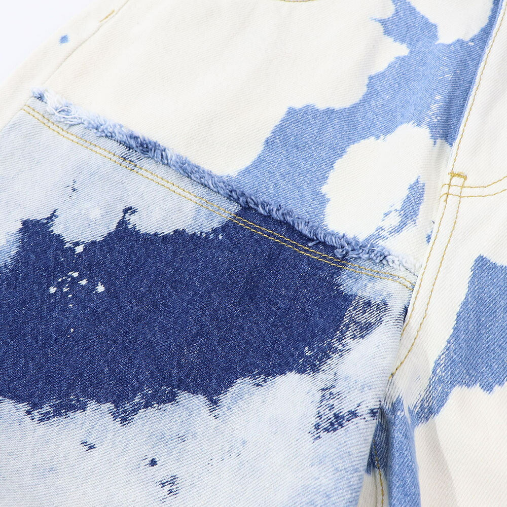 PINKO デニムパンツ ブルー×ホワイト ストレート スパンコール 1J10V9-Y653