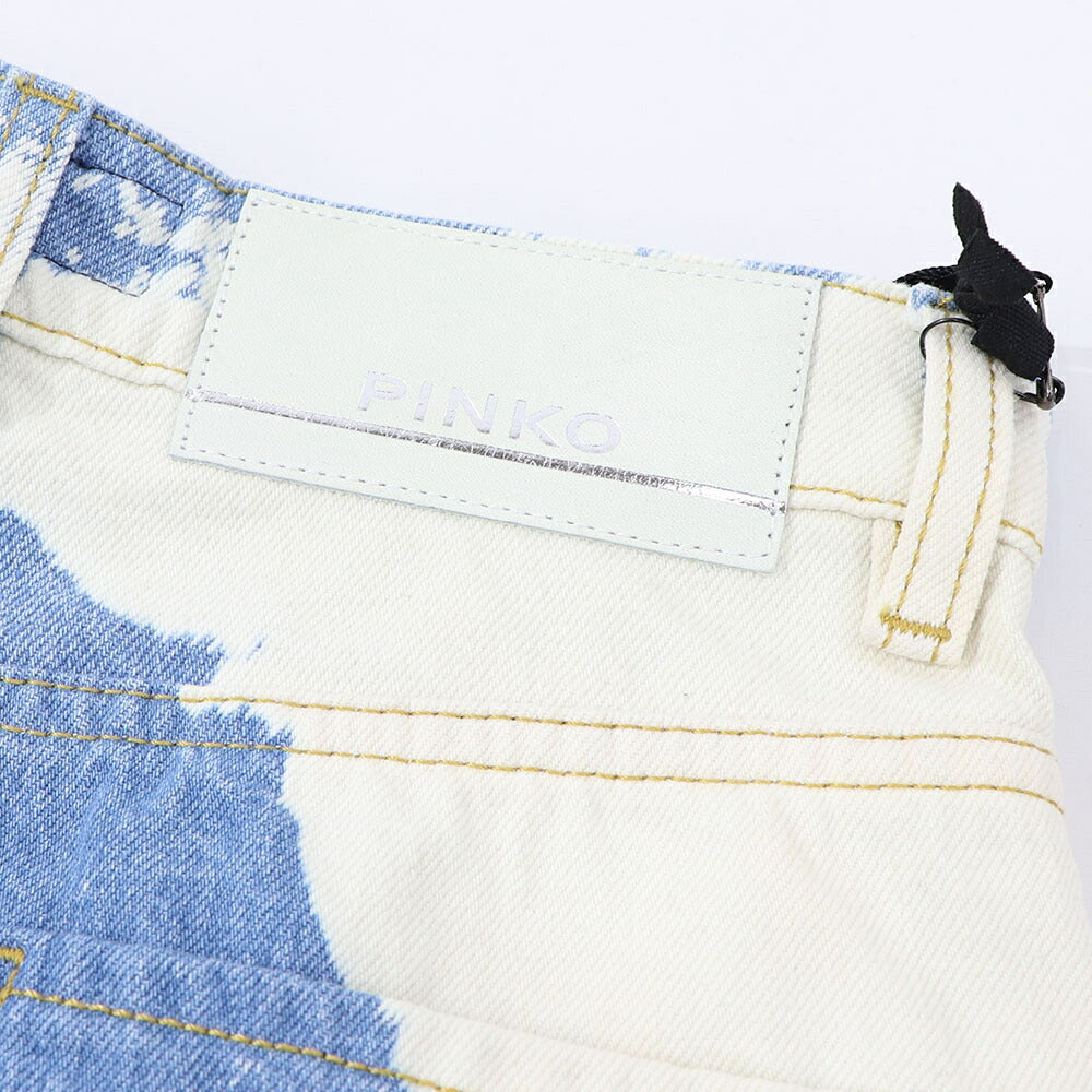 PINKO デニムパンツ ブルー×ホワイト ストレート スパンコール 1J10V9-Y653