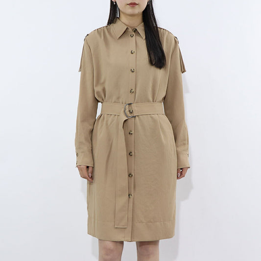 PINKO ワンピース ベージュ シャツワンピース ベルト付き 1B14G8-8070