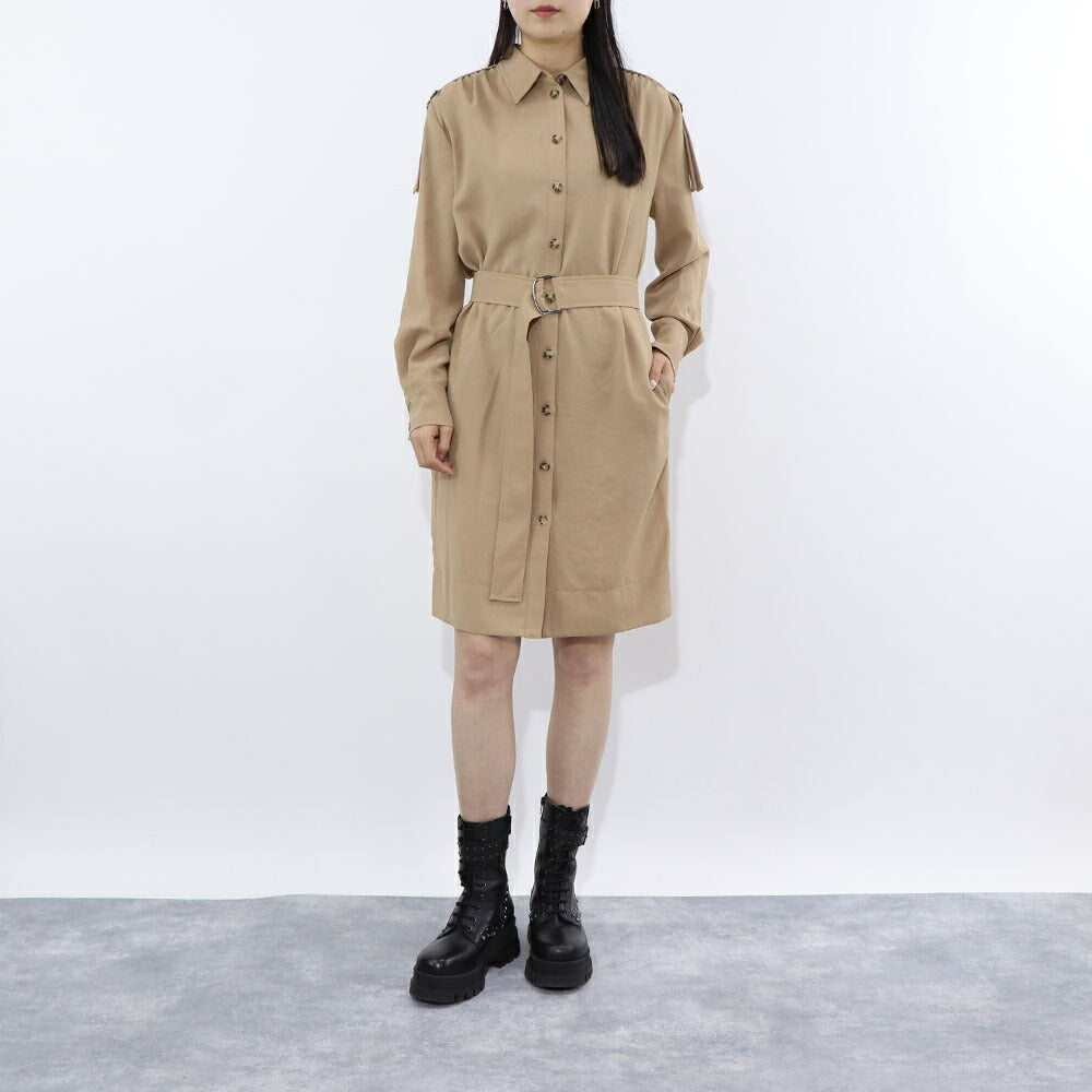 PINKO ワンピース ベージュ シャツワンピース ベルト付き 1B14G8-8070