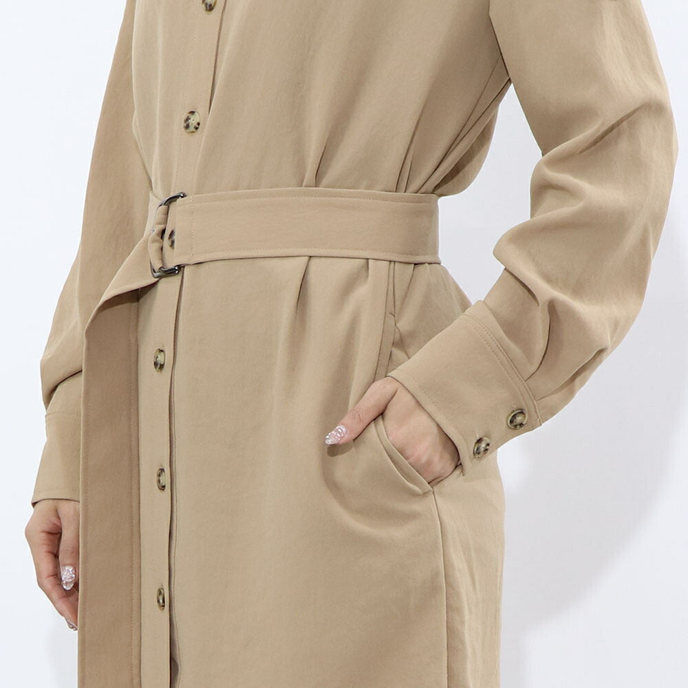 PINKO ワンピース ベージュ シャツワンピース ベルト付き 1B14G8-8070