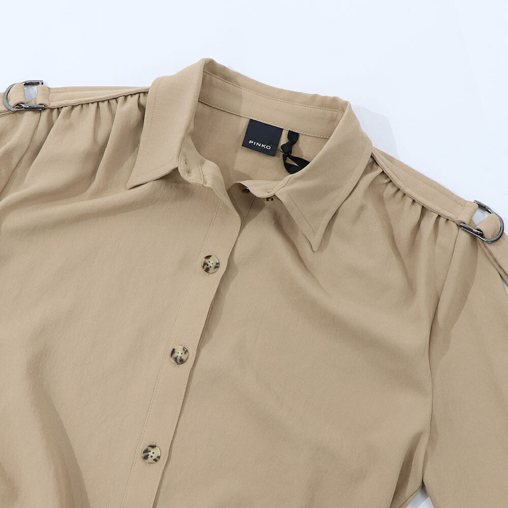 PINKO ワンピース ベージュ シャツワンピース ベルト付き 1B14G8-8070