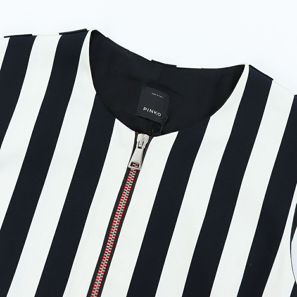 PINKO ピンコ レディース ワンピース ホワイト×ブラック コットン ナイロン ストライプ ボーダー 1G14SA-7921