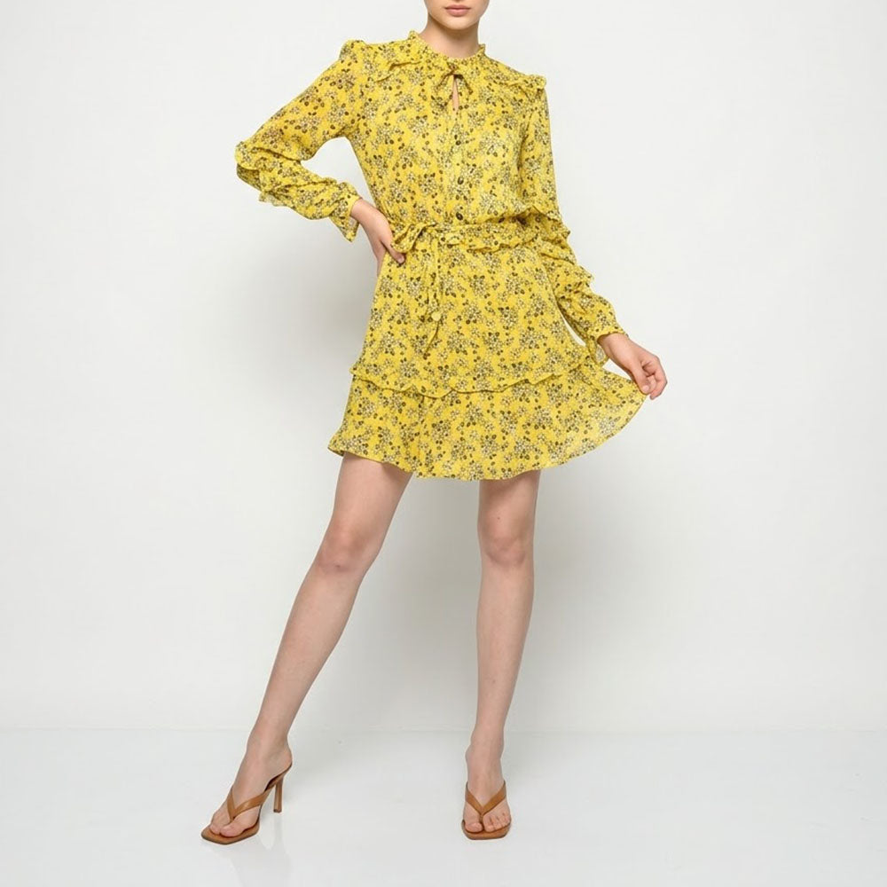 PINKO ピンコ レディース ワンピース イエロー 花柄 フラワープリント 1G16GP-Y7HK