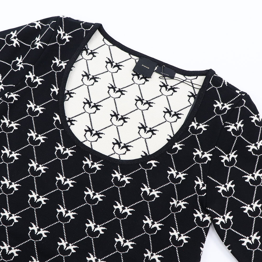 PINKO ピンコ レディース ワンピース ブラック 総柄 ロゴ 1G18FG-Y7UH