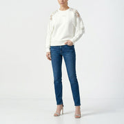 PINKO ピンコ レディース トップス スウェット・パーカー ホワイト コットン レース フリンジ プルオーバー 1G14N9-Y65G