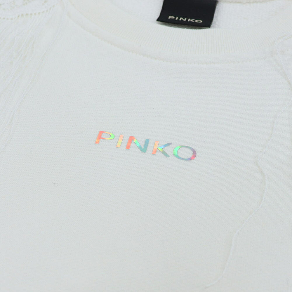 PINKO ピンコ レディース トップス スウェット・パーカー ホワイト コットン レース フリンジ プルオーバー 1G14N9-Y65G