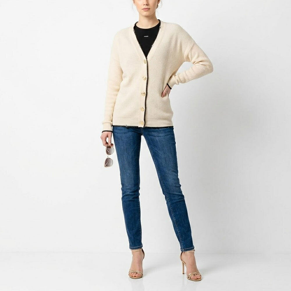 PINKO ピンコ レディース トップス カーディガン・ボレロ ベージュ ウール カシミヤ Vネック ダメージ加工 1G15X6-Y6XP