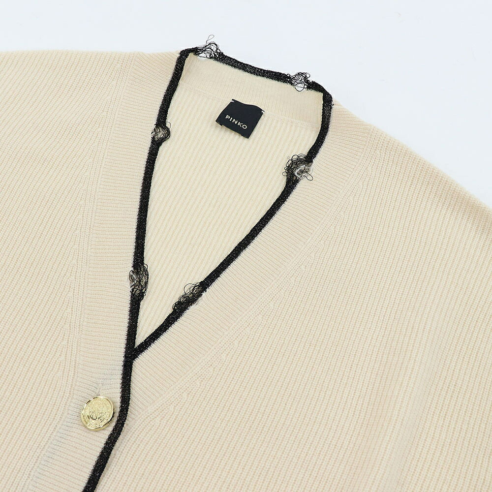 PINKO ピンコ レディース トップス カーディガン・ボレロ ベージュ ウール カシミヤ Vネック ダメージ加工 1G15X6-Y6XP