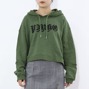 PINKO スウェット カーキ ロゴ ビーズ クロップド丈 1G16FP-Y72Z