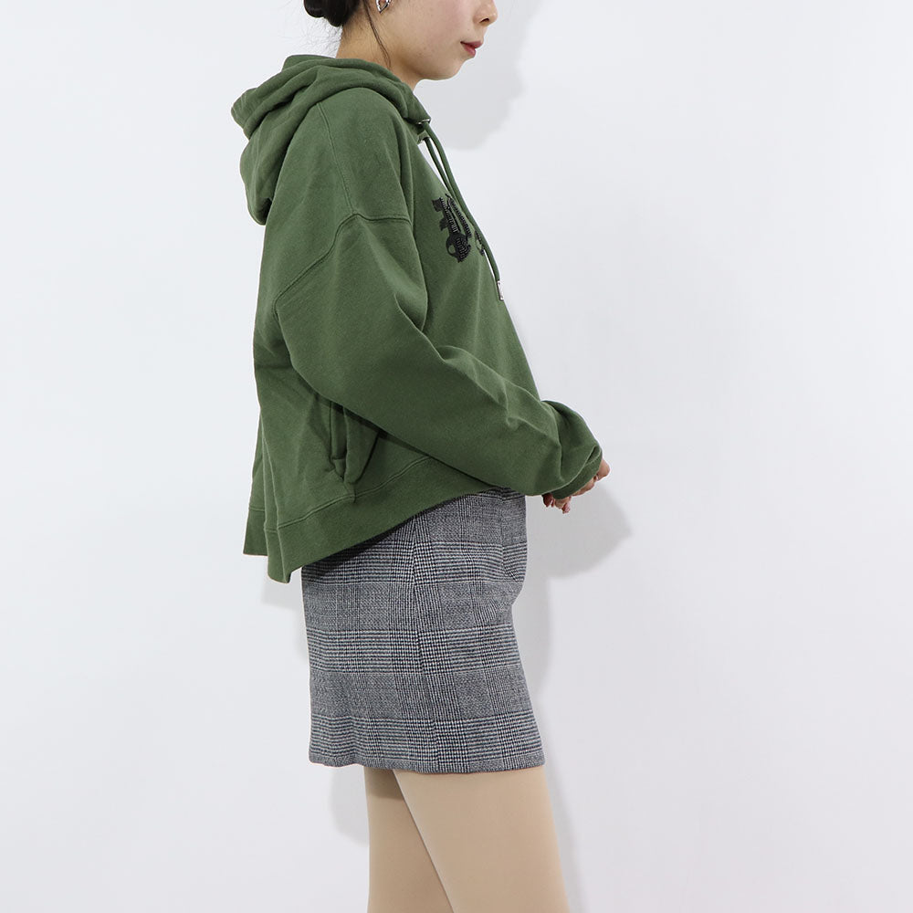 PINKO スウェット カーキ ロゴ ビーズ クロップド丈 1G16FP-Y72Z