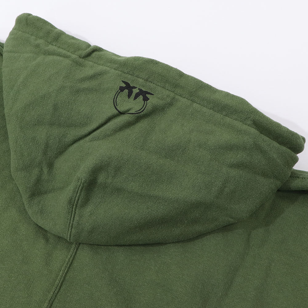 PINKO スウェット カーキ ロゴ ビーズ クロップド丈 1G16FP-Y72Z