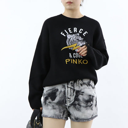 PINKO ニット ブラック ロゴ 刺繍 1G17N3-Y821