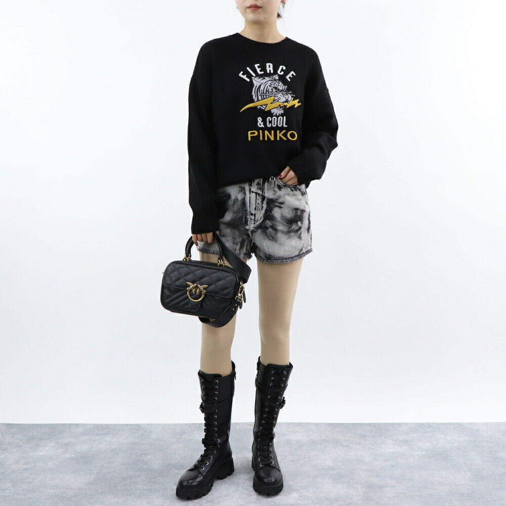 PINKO ニット ブラック ロゴ 刺繍 1G17N3-Y821