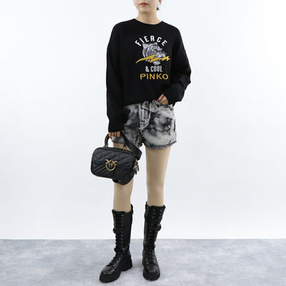 PINKO ニット ブラック ロゴ 刺繍 1G17N3-Y821