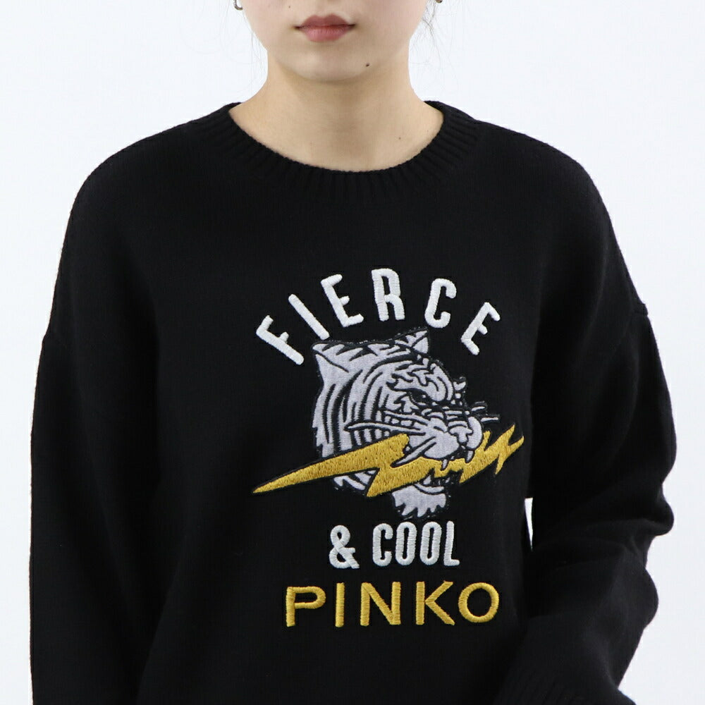 PINKO ニット ブラック ロゴ 刺繍 1G17N3-Y821