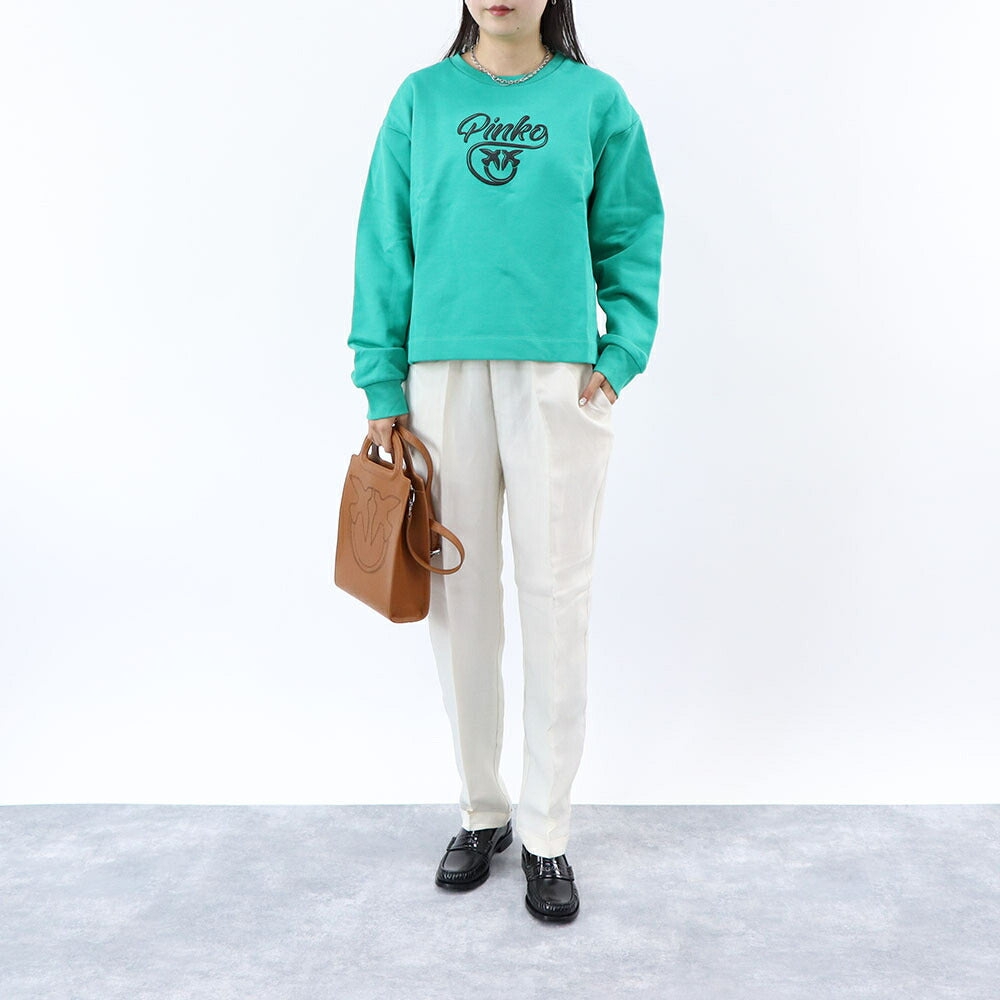PINKO スウェット ピンク グリーン グレー ロゴ 1N12XY-Y75F
