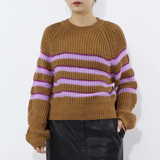 PINKO ニット ブラウン ボーダー ラグラン 1Q10AE-Y7PS