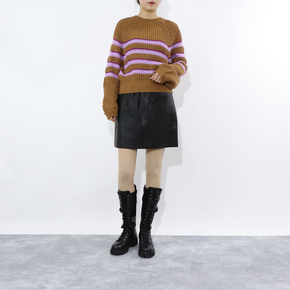 PINKO ニット ブラウン ボーダー ラグラン 1Q10AE-Y7PS