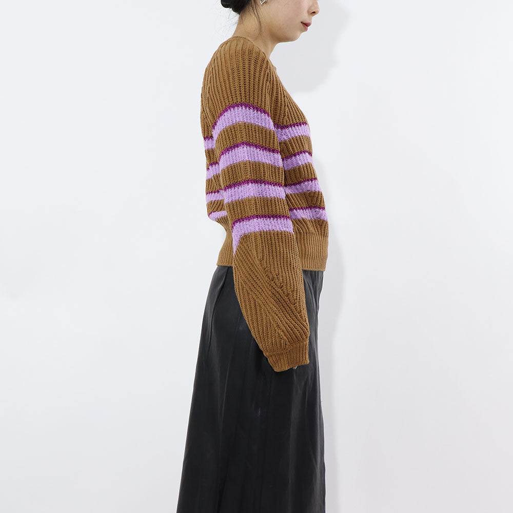 PINKO ニット ブラウン ボーダー ラグラン 1Q10AE-Y7PS