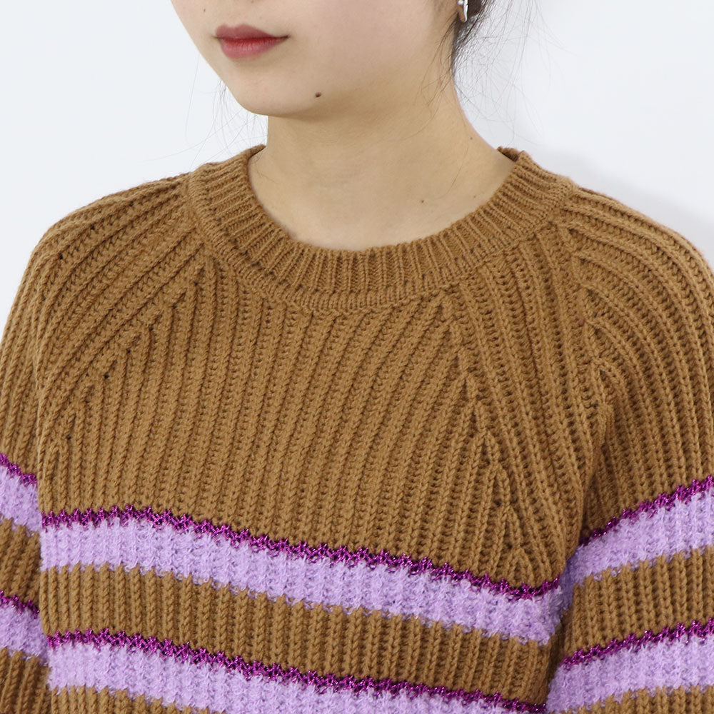 PINKO ニット ブラウン ボーダー ラグラン 1Q10AE-Y7PS