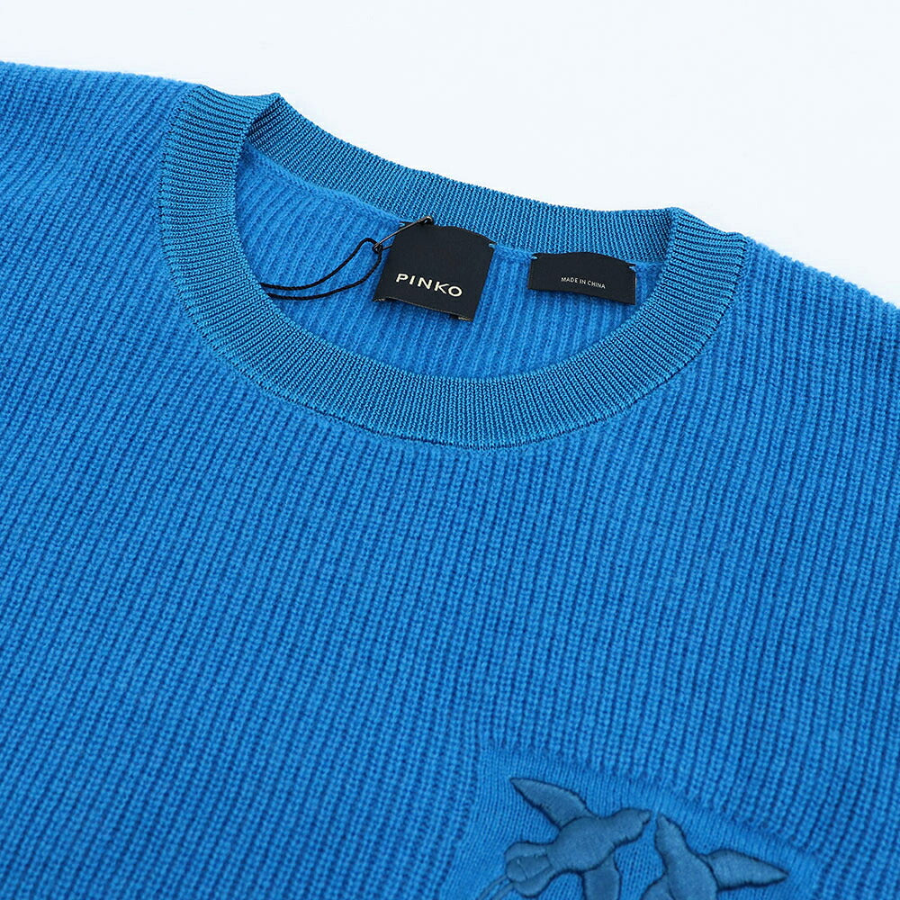 PINKO ピンコ レディース トップス ニット ブルー ウール カシミヤ ロゴ ワンポイント 1G16AQ-Y79Q