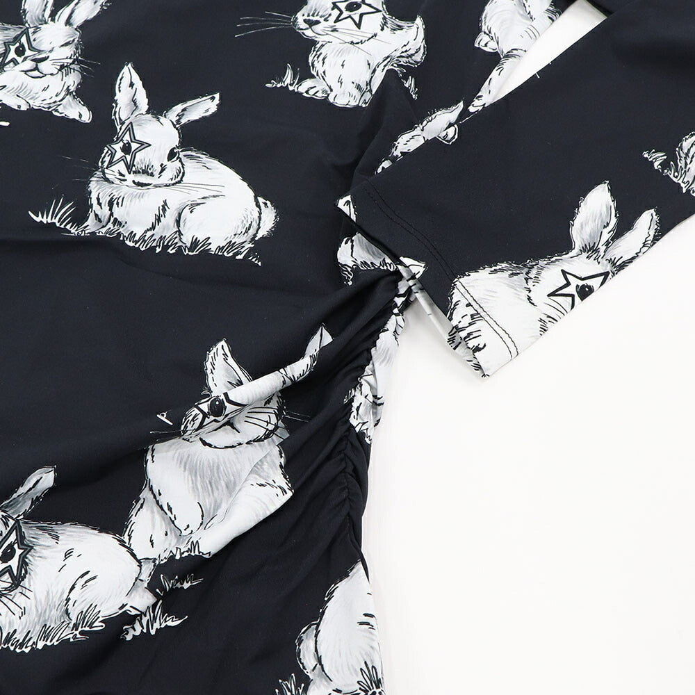 PINKO Tシャツ ブラック うさぎ アニマルプリント 長袖 100731-A0OY