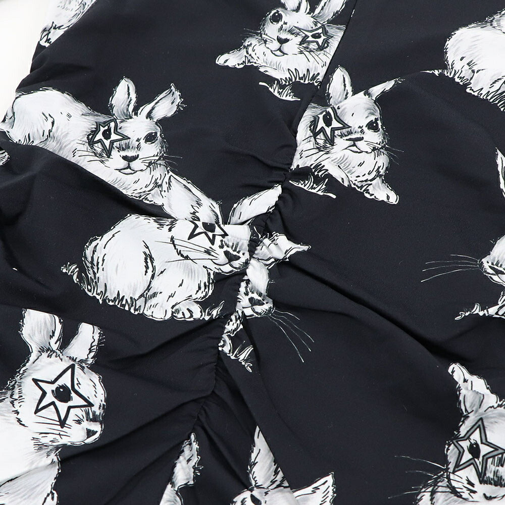 PINKO Tシャツ ブラック うさぎ アニマルプリント 長袖 100731-A0OY