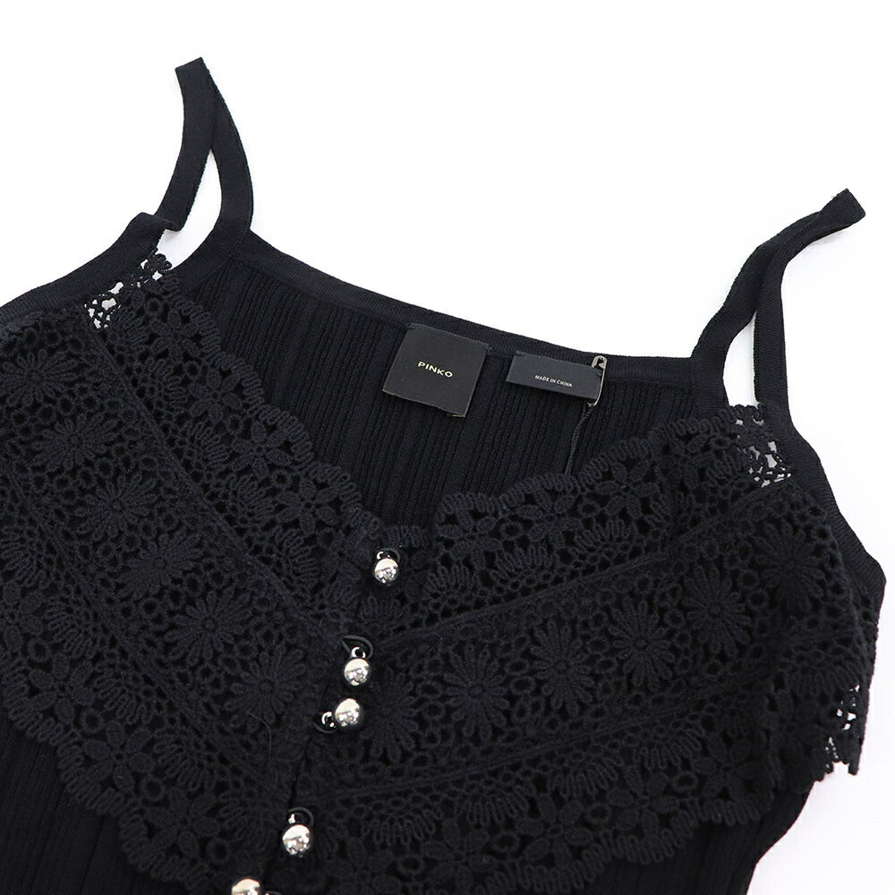 PINKO キャミソール ブラック ニット キャミソール レース 1G1789-Y7ZP