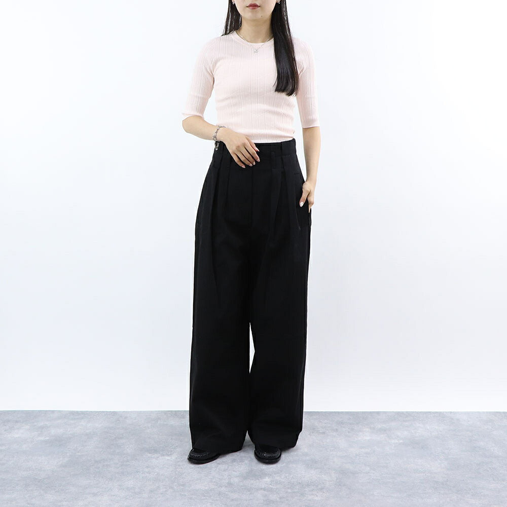 PINKO Tシャツ ベビーピンク リブニット 五分袖 半袖 1G17FA-Y7ZP