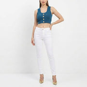 PINKO ピンコ レディース トップス キャミソール・タンクトップ・ノースリーブ ブルー ビスコース ポリアミド モノグラム クロップド丈 1G180P-Y7Z2