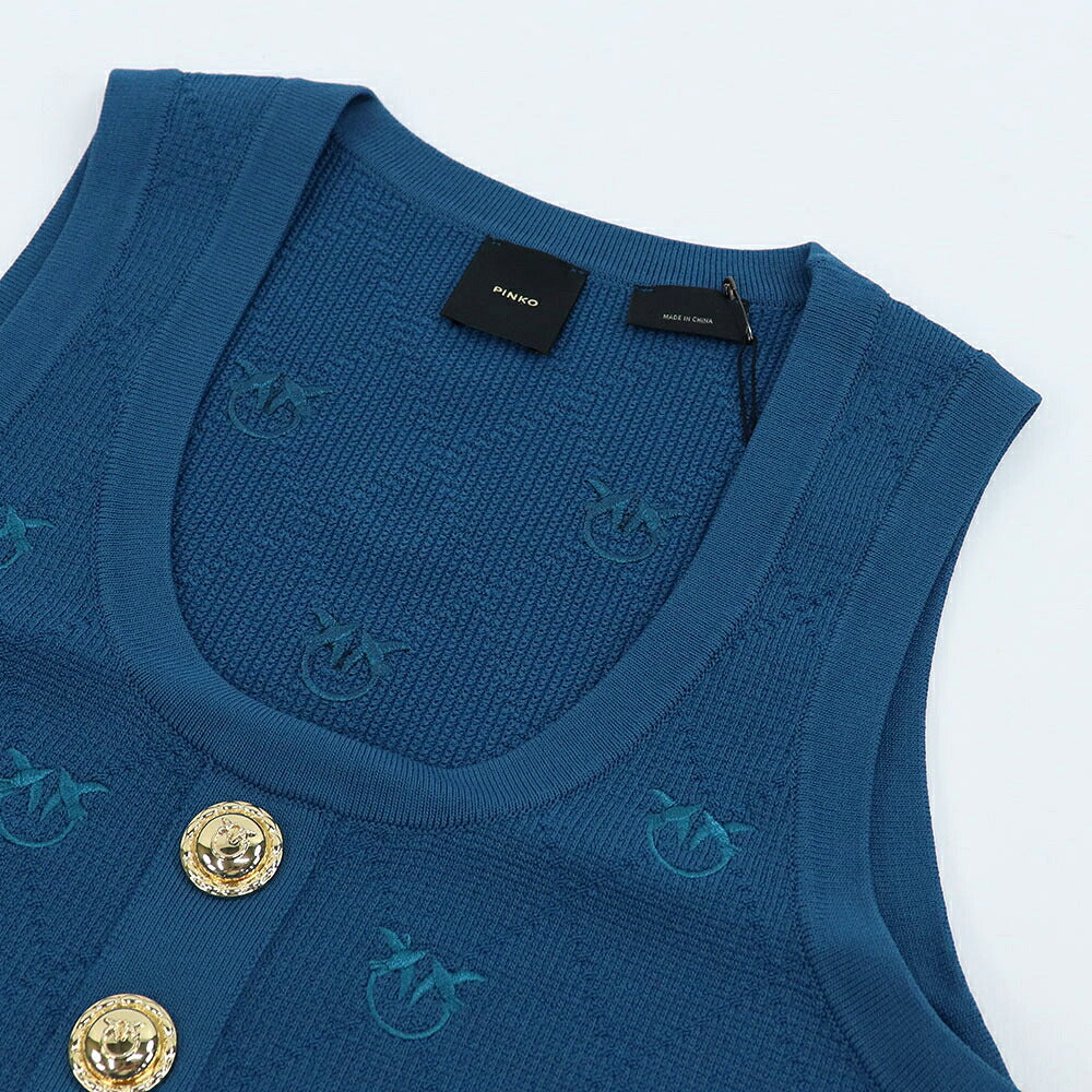 PINKO ピンコ レディース トップス キャミソール・タンクトップ・ノースリーブ ブルー ビスコース ポリアミド モノグラム クロップド丈 1G180P-Y7Z2