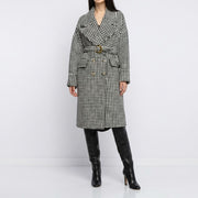PINKO ピンコ レディース アウター コート ブラック×ホワイト チェスターコート 千鳥柄 1B14WH-8298