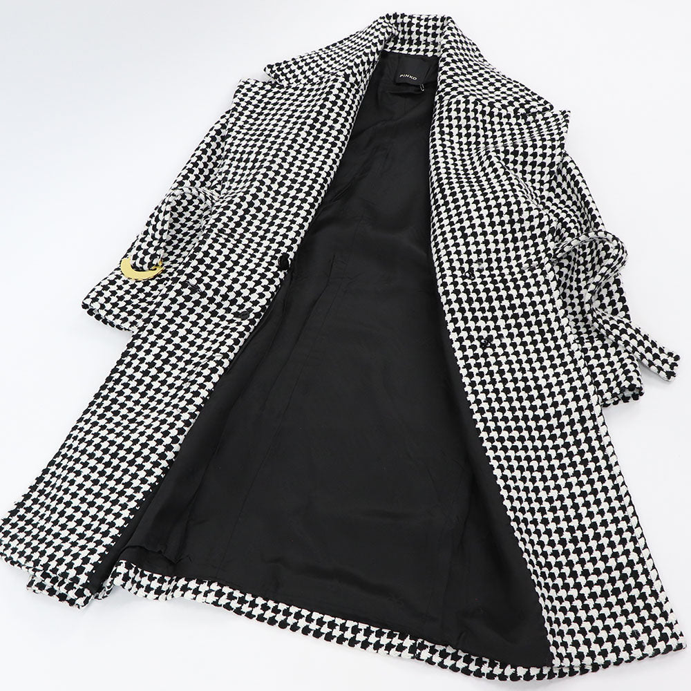 PINKO ピンコ レディース アウター コート ブラック×ホワイト チェスターコート 千鳥柄 1B14WH-8298