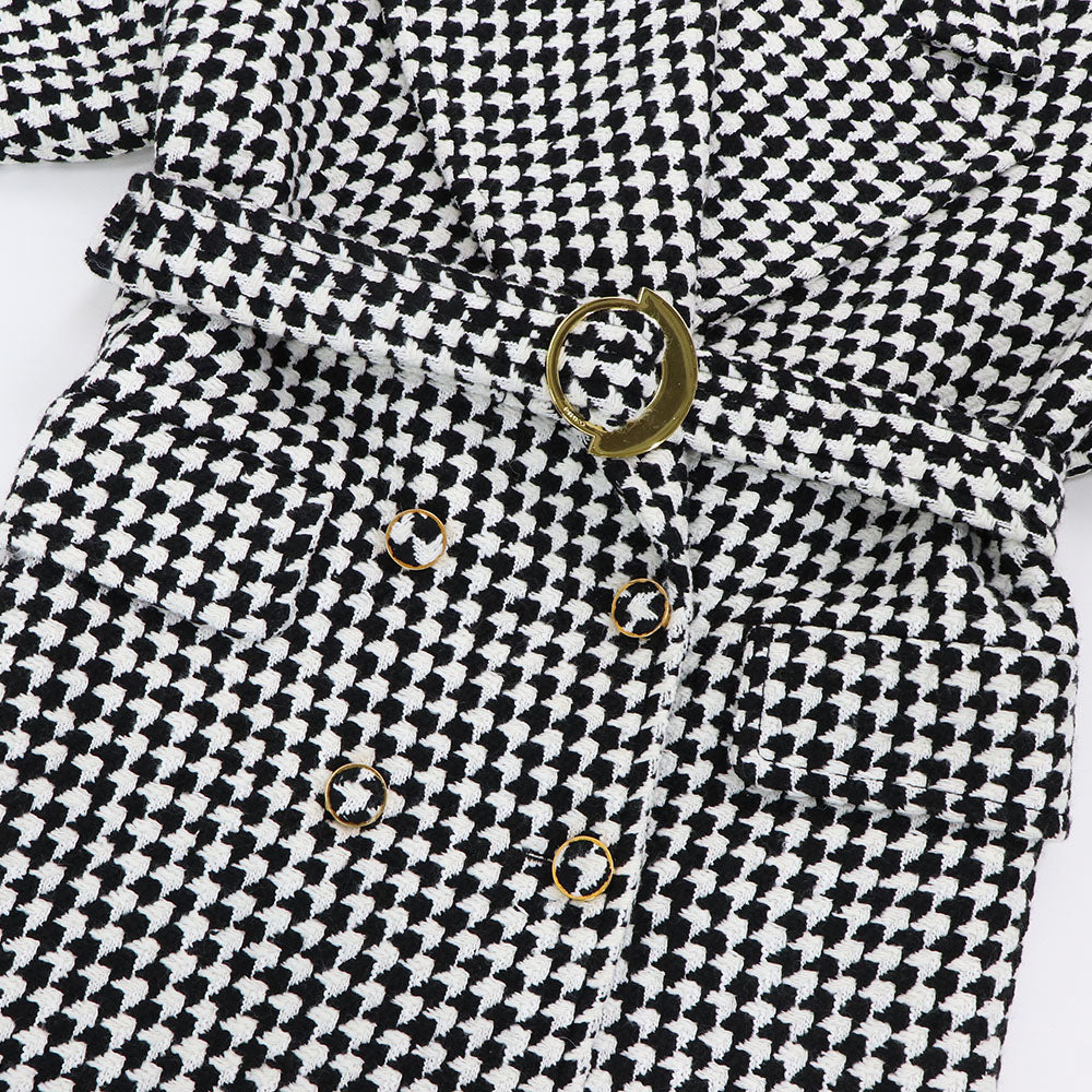 PINKO ピンコ レディース アウター コート ブラック×ホワイト チェスターコート 千鳥柄 1B14WH-8298
