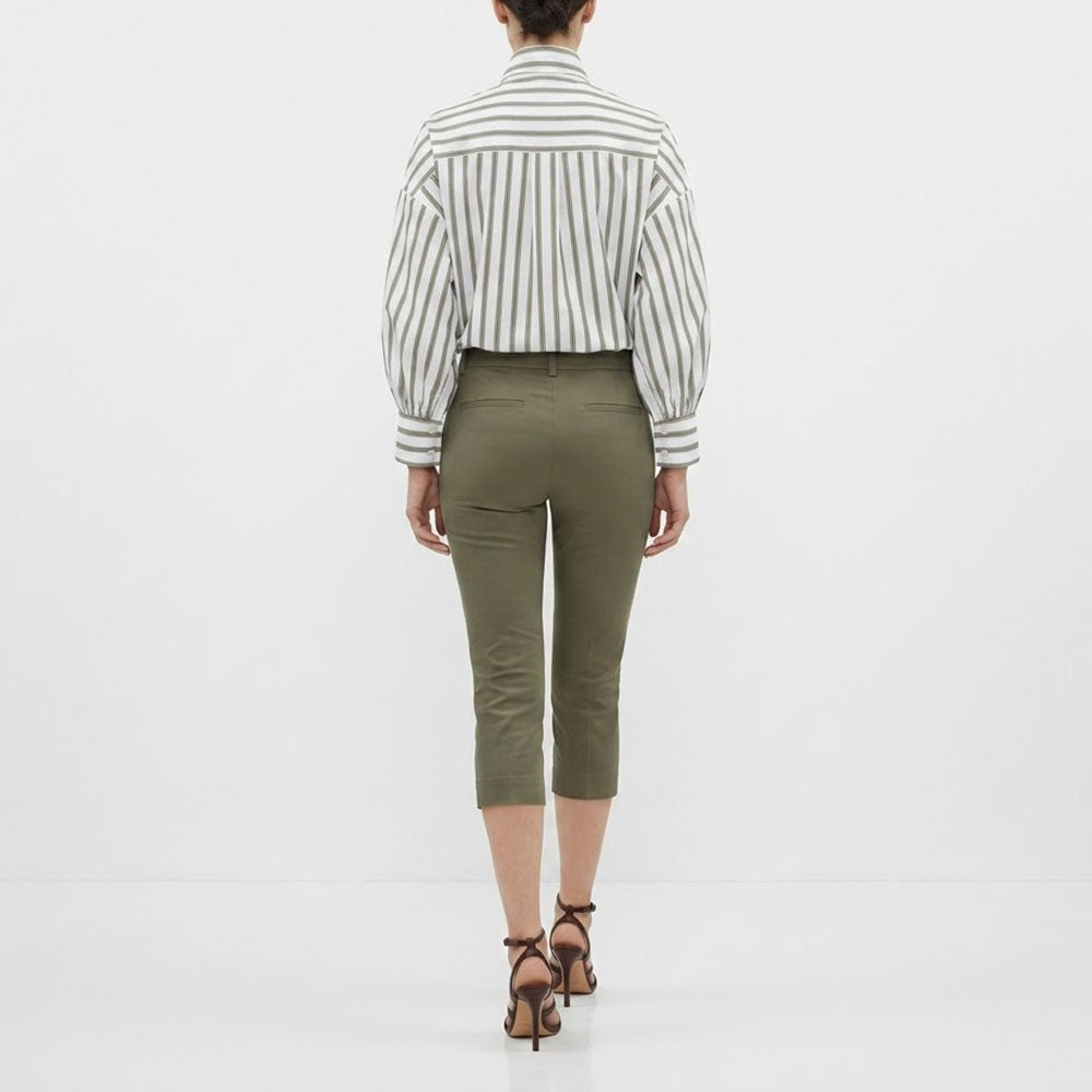 PINKO ピンコ レディース トップス シャツ・ブラウス ホワイト×グリーンストライプ ストライプ シャツ シンプル 1B14HM-8037