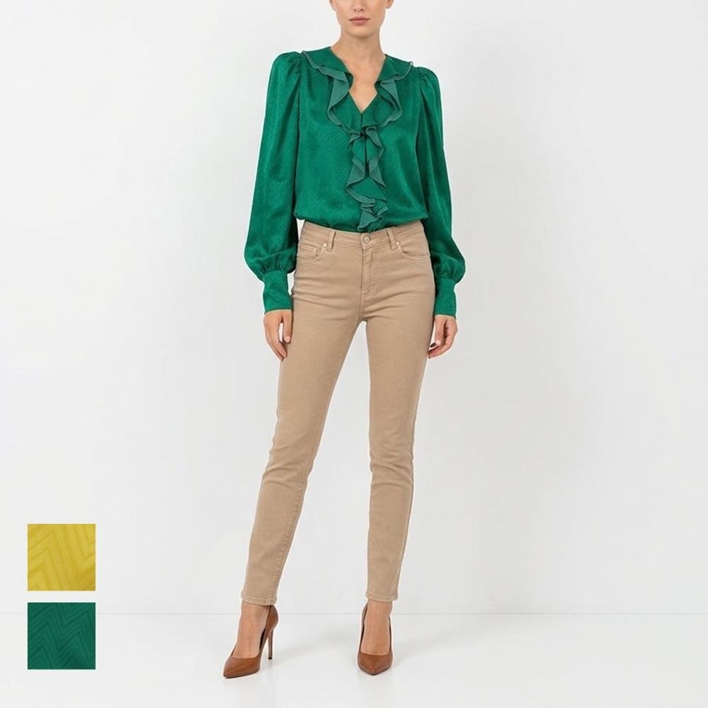 PINKO ピンコ レディース トップス シャツ・ブラウス イエロー グリーン フリルブラウス 1B14VM-8256