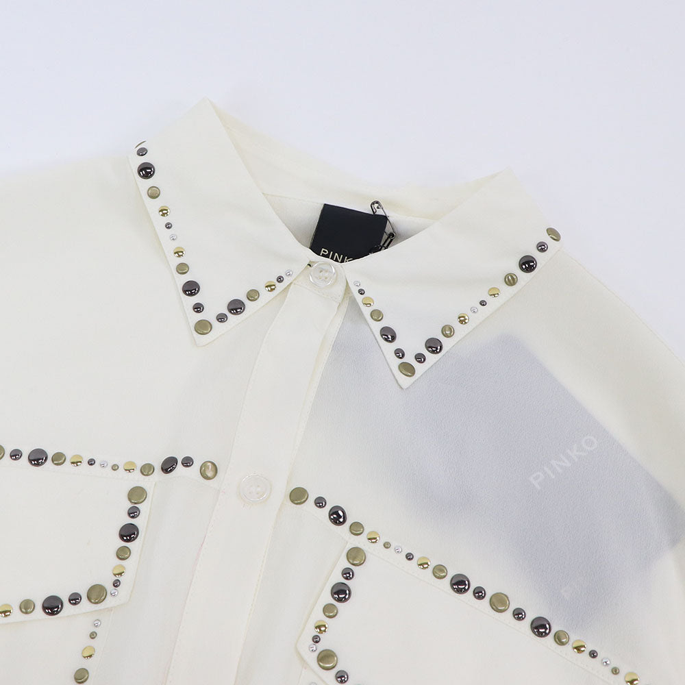 PINKO ピンコ レディース トップス シャツ・ブラウス ホワイト スタッズ付き 1G15MU-Y6WB