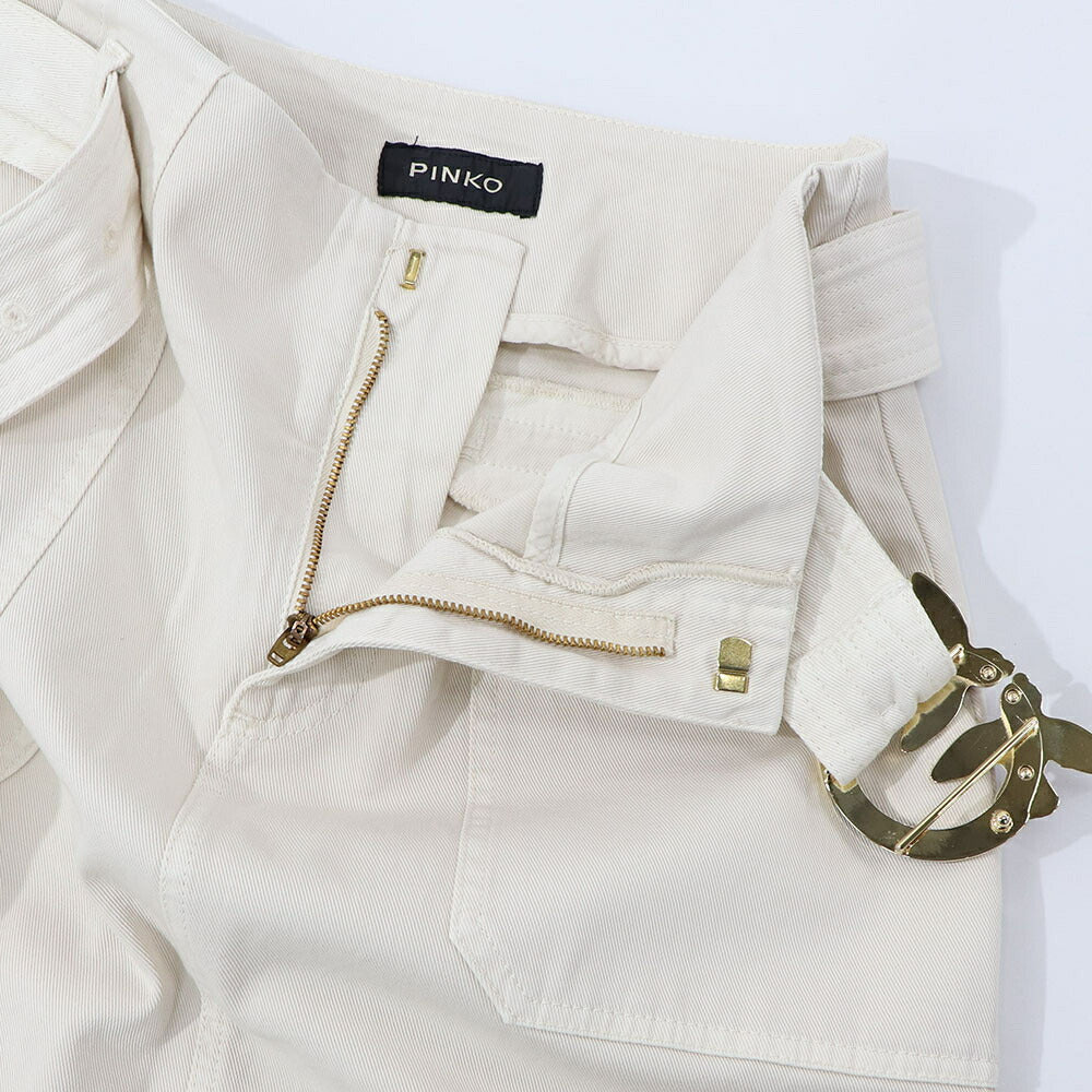 PINKO ベージュ ミニスカート バックル 1J10V6-Y847