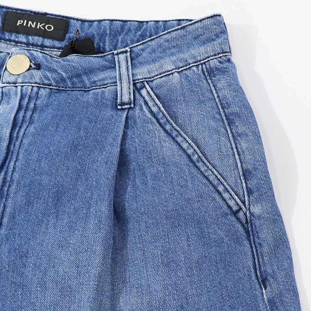 PINKO ボトムス ショートパンツ ブルー デニムパンツ フリンジ ダメージ加工 1J10EW-Y5X8
