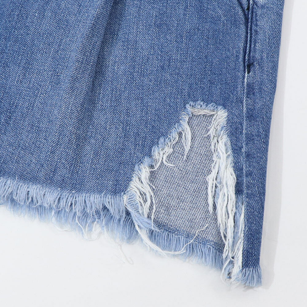 PINKO ボトムス ショートパンツ ブルー デニムパンツ フリンジ ダメージ加工 1J10EW-Y5X8