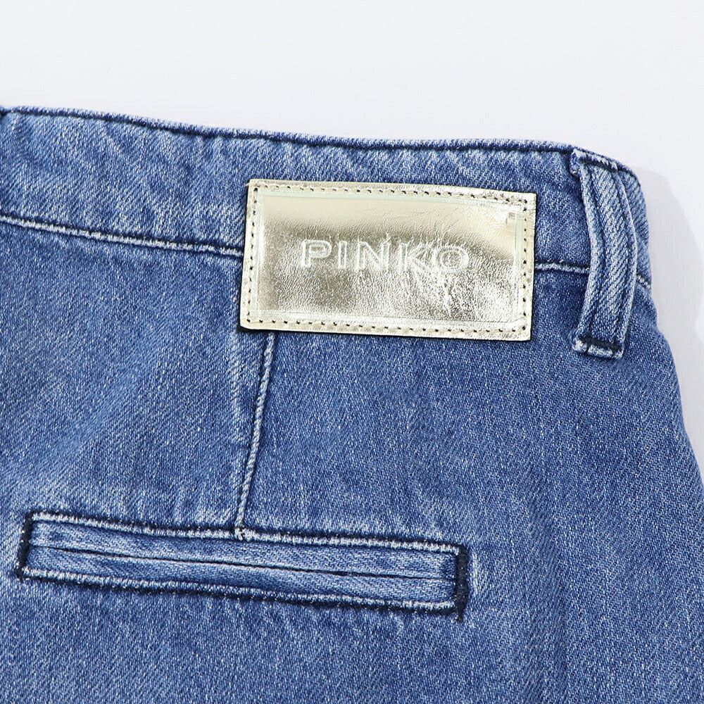 PINKO ボトムス ショートパンツ ブルー デニムパンツ フリンジ ダメージ加工 1J10EW-Y5X8