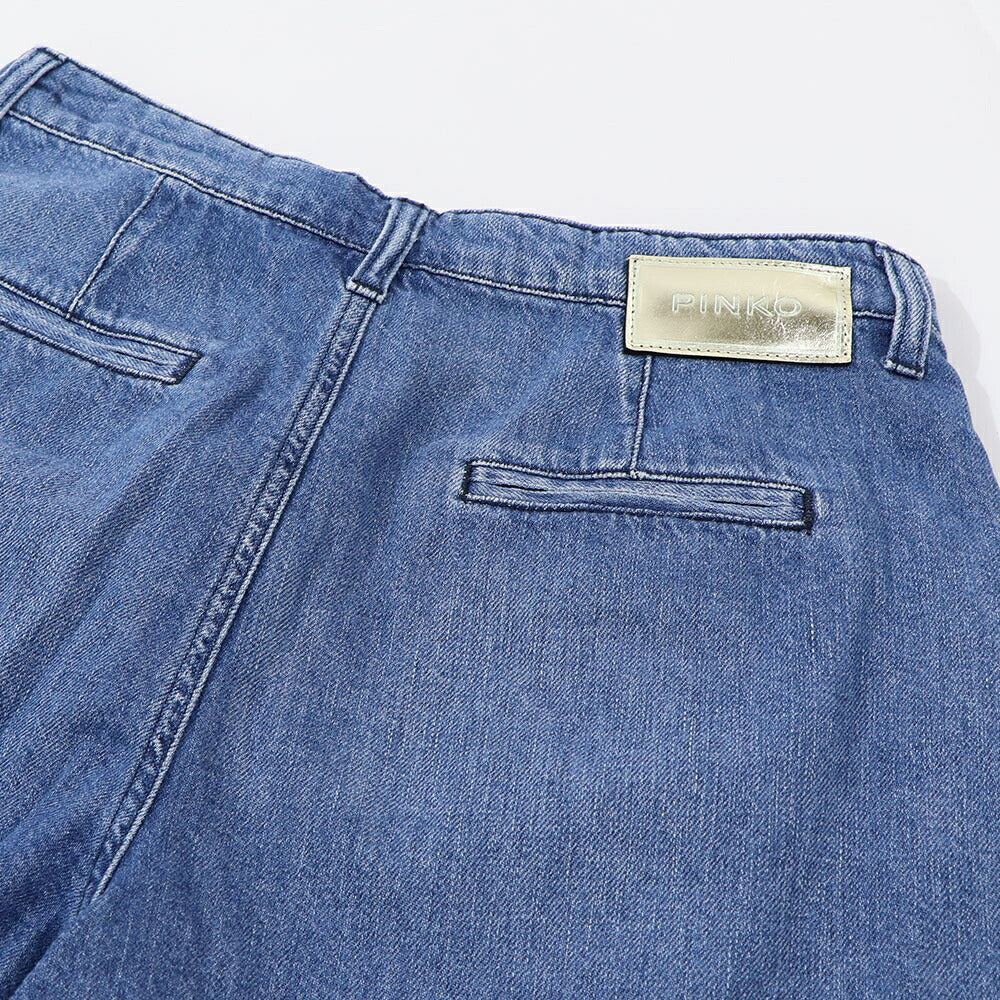 PINKO ボトムス ショートパンツ ブルー デニムパンツ フリンジ ダメージ加工 1J10EW-Y5X8