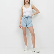 PINKO ピンコ レディース ボトムス ショートパンツ ブルー コットン ハイウエスト 1J10M0-Y649